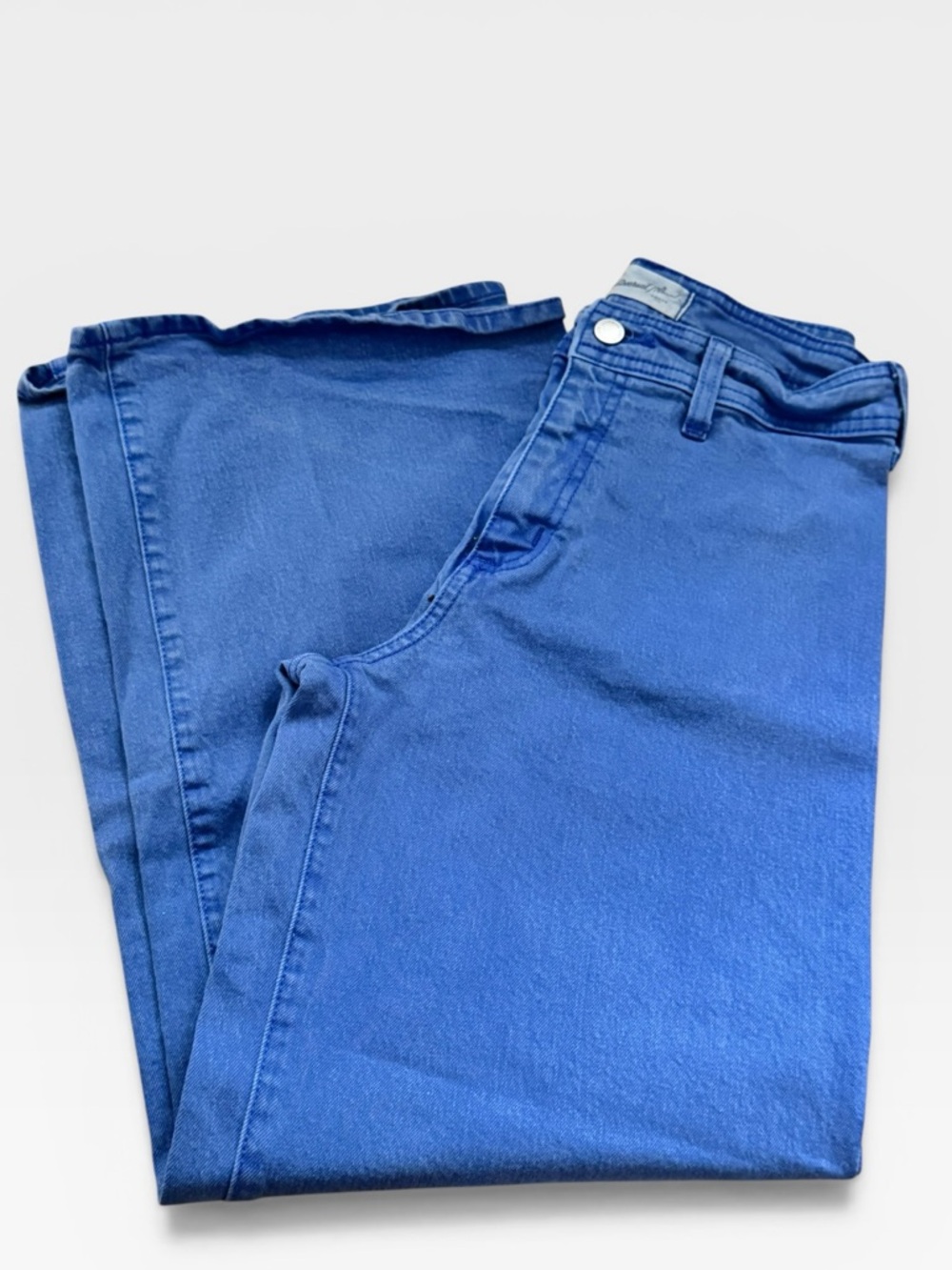 High-Rise Wide Leg Ankle Jeans in Bright Blue - Picture 2 of 7